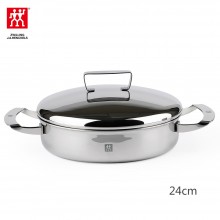 双立人 煎锅炖锅24mm 双柄不锈钢锅具  双耳煎炒锅