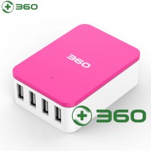 360 超级充电器 4口USB 电源适配器 苹果安卓兼容快充 智能分配电流 多用充电头