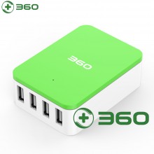 360 超级充电器 4口USB 电源适配器 苹果安卓兼容快充 智能分配电流 多用充电头