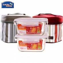 乐扣乐扣 饭盒格拉斯3件套LLG901S001 耐热玻璃饭盒 格拉斯玻璃保鲜盒三件套