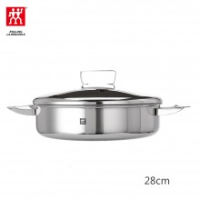 双立人 煎锅炖锅28cm 双柄不锈钢锅具 双耳煎炒锅