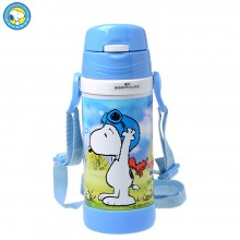 史努比 儿童吸管杯 食品级PP塑料 高真空不锈钢内胆 随身杯