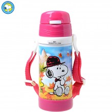 史努比 儿童吸管杯 食品级PP塑料 高真空不锈钢内胆 随身杯