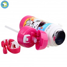 史努比 儿童吸管杯 食品级PP塑料 高真空不锈钢内胆 随身杯