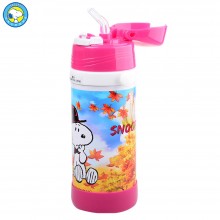 史努比 儿童吸管杯 食品级PP塑料 高真空不锈钢内胆 随身杯