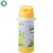 史努比 儿童吸管杯 食品级PP塑料 高真空不锈钢内胆 随身杯